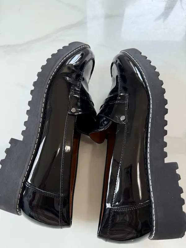 Franco Sarto Black Patent Leather Slip-On Loafers - Image 5