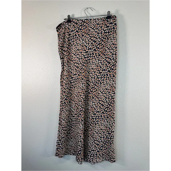 Intimately Free People Black Tan Animal Print Satin Maxi Skirt Womens XL Casual - Image 7