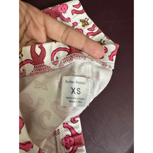 Roller Rabbit Pink Monkey Pajama Pants Womans XS 100% Pima Cotton Made in Peru - Image 8