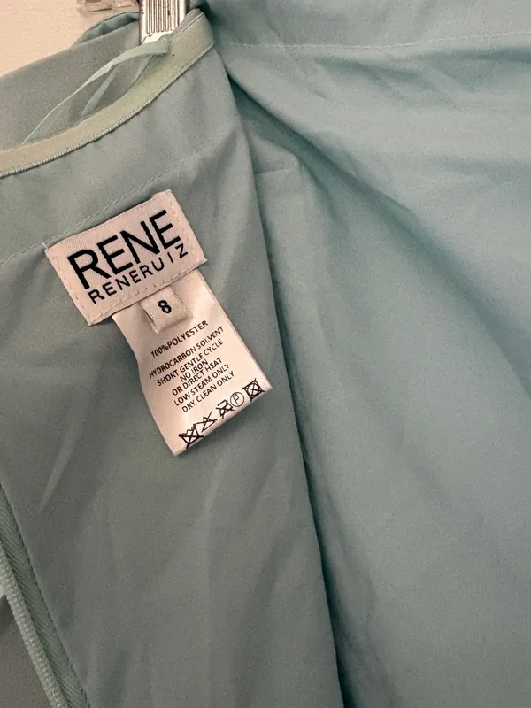 NWT!! Rene Ruiz Strapless Floral Appliqué Dress in Aqua Mint - Image 8