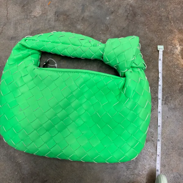 Neon Green Intrecciato Knotted Mini Jodie Style Bag Hobo Purse - Image 7