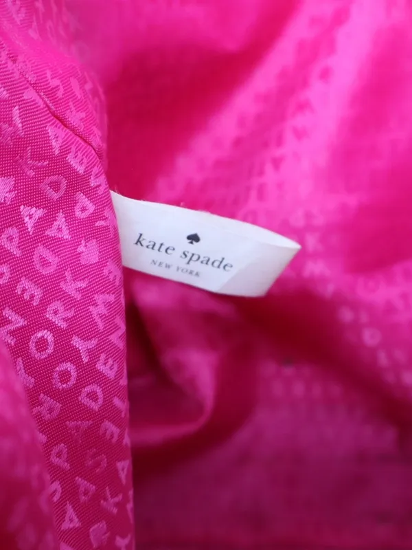 Kate Spade New York Black Nylon Tote Pink Lining Tan Leather Handles Work Bag - Image 11