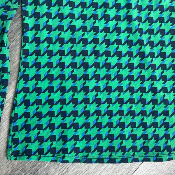 Maeve by Anthropologie Women’s Green & Navy Houndstooth Mock Neck Top Medium - Image 5