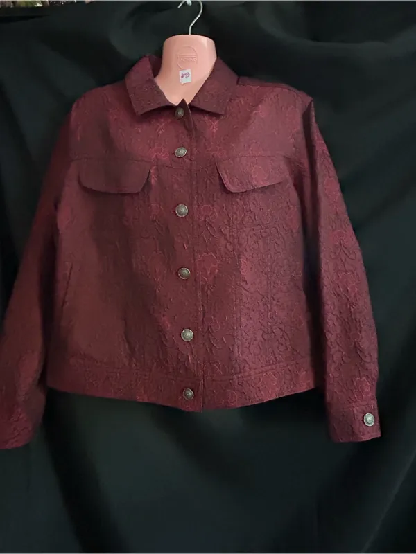 J. Jill Vintage Women's Textured Red Button-Front Blazer Jacket SM - Image 3