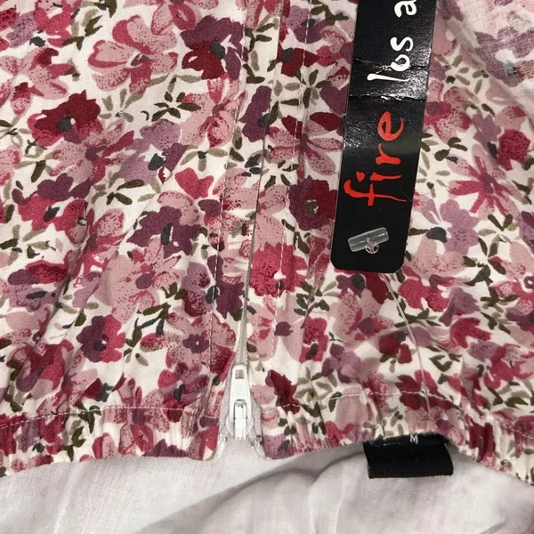 Fire Los Angeles Strapless Floral Mini Dress pockets Size M Prairie 100%‎ cotton - Image 4