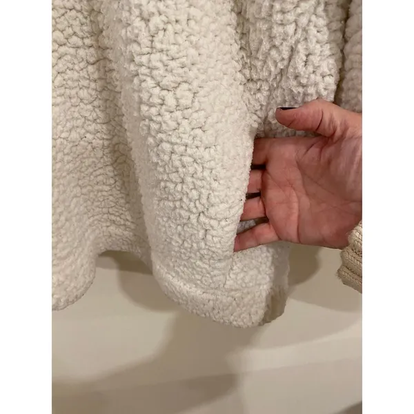 Aerie Fuzzy Fluffy Soft Pullover Warm Quarter Zip Sweater Cream Women's Small - Image 14