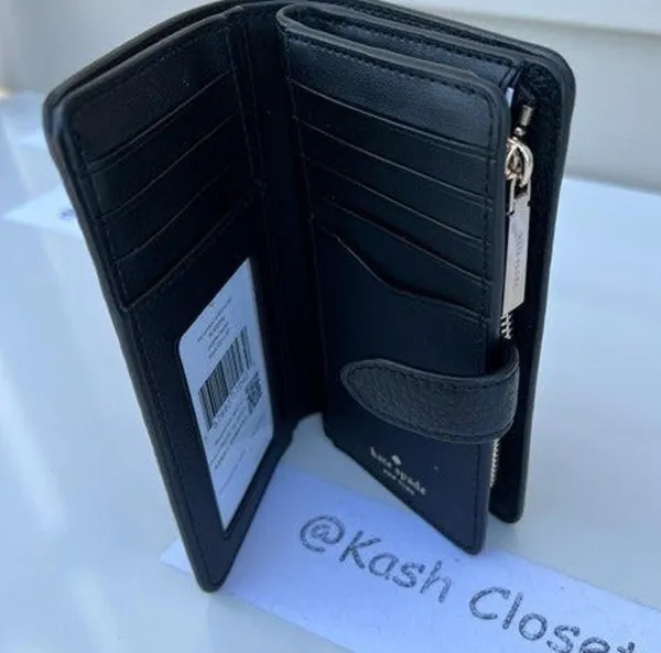 Kate Spade New York Black Leila Medium Compact Bifold Wallet - Image 2