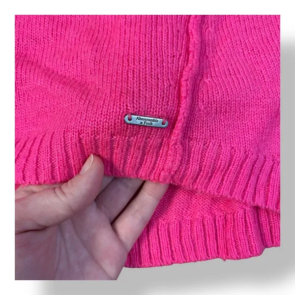 Abercrombie & Fitch Wool‎ Blend Sweater Womens Size M Hot Pink Preppy - Image 5