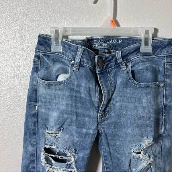 American Eagle Women Denim Light Blue Super Stretch Ankle Jegging Jeans‎ size 6 - Image 4