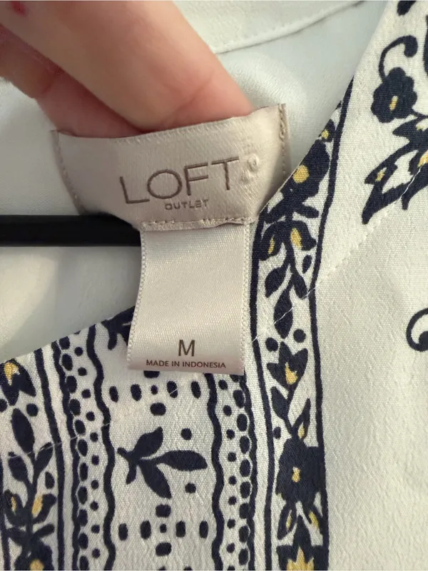 LOFT White Dress with Black Bandana Print - Image 2