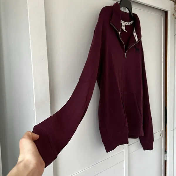 VTG Y2K Victoria’s Secret PINK Women’s Maroon Quarter Zip • Sz Small - Image 3