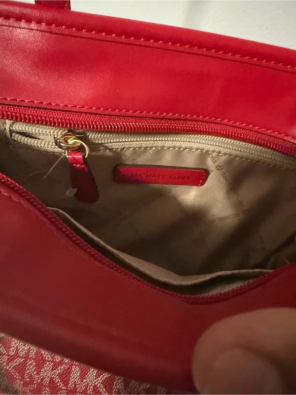 Michael Kors Pink-Red Signature Tote Satchel - Image 8