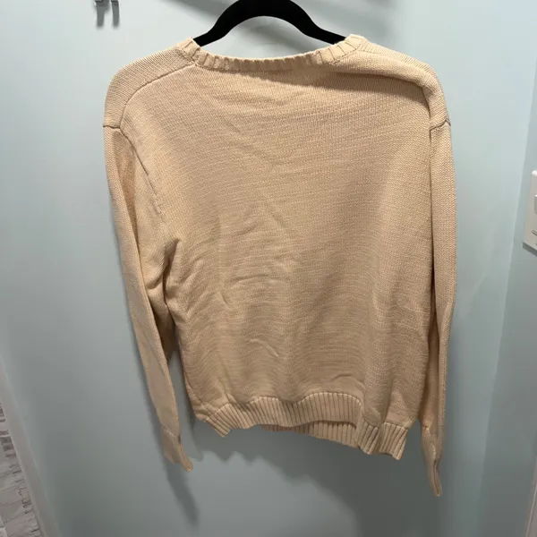 John Galt Brandy Melville Cream Cotton Knit Crewneck Sweater OS Beige MH320 - Image 3