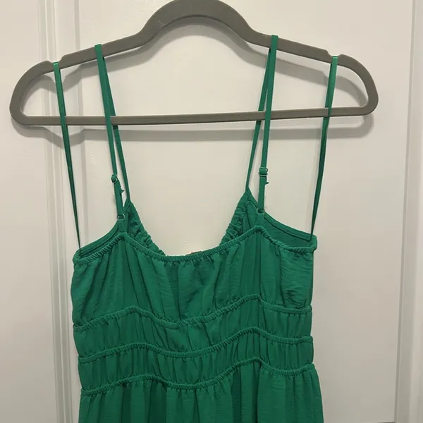 Monteau Green Smocked Tiered Midi Long Dress - Size Small - Image 6