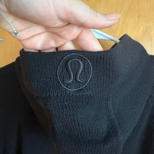 Lululemon‎ Knit Full Zip Hoodie Women Black Cashmere Blend Ribbed Sweater - Image 8
