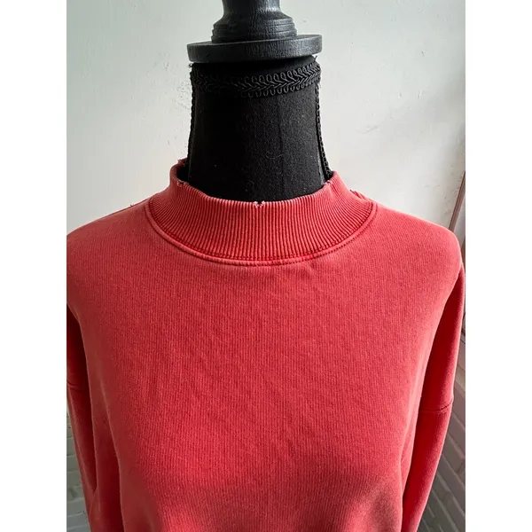 We The Free Free People Mock‎ Neck Relaxed Cropped Sweatshirt Red Large - Image 3