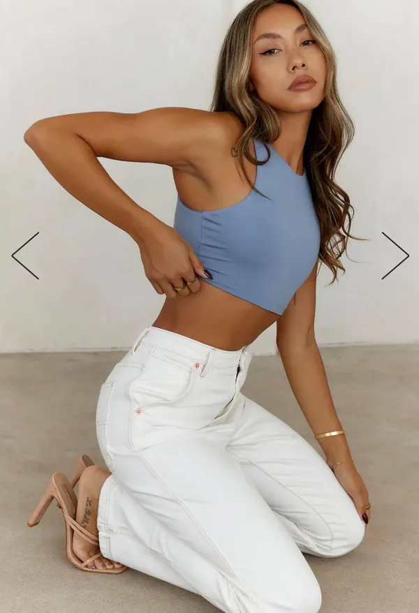 High Neck Crop Top In Slate  - Image 3