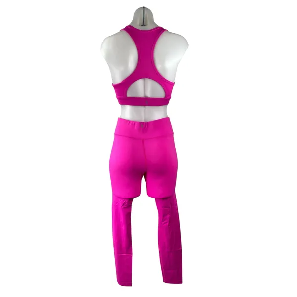 All Access Pink Racerback Cropped Top Leggings Yoga Athletic Two Piece Set Sz S - Image 4
