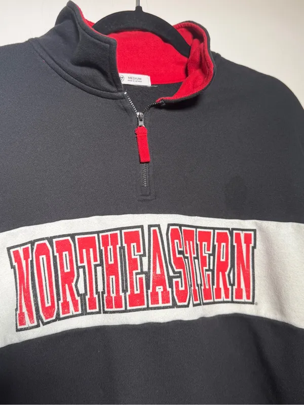 '47 Northeastern Black & Red Quarter-Zip Cropped Sweatshirt Womens Medium - Image 2