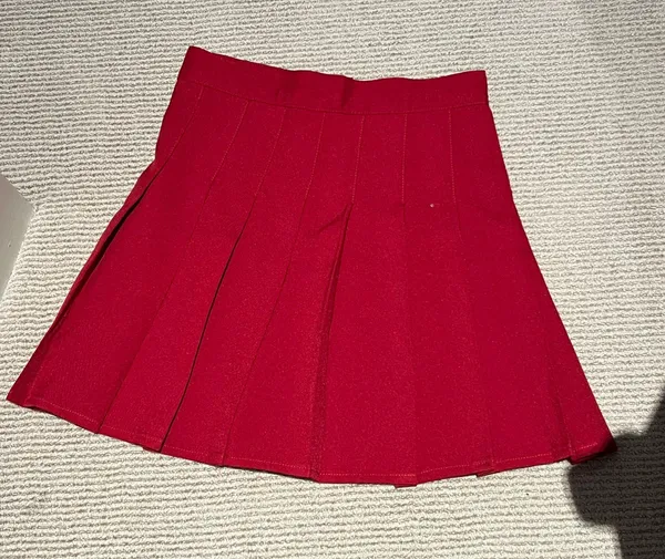 Amazon Red High Waisted A Line Cheer Pleated Skirt - Image 2