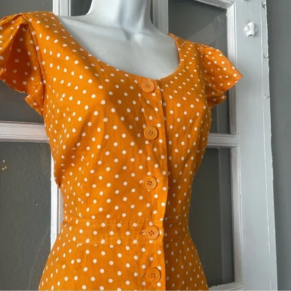 Rachel Parcell Yellow Polka Dot Midi Dress - Image 10