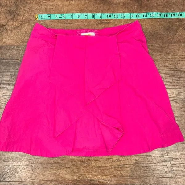 Anthropologie Maeve Ruffle Front Textured Fabric Fuchsia Lined Skirt - Image 10