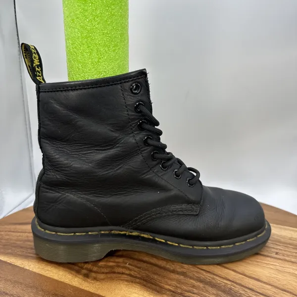 Dr. Martens 1460 Smooth Leather Lace Up Boots‎ Black Combat Goth Moto Women's 5 - Image 5