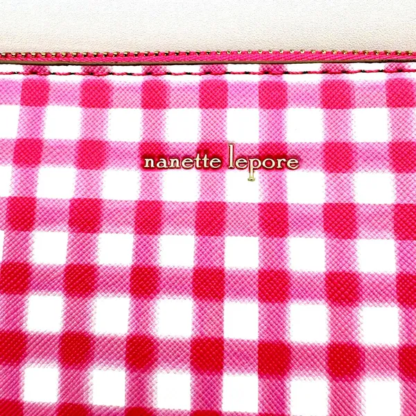 Nanette Lepore Purse Pink Plaid Baguette Bright Small No Shoulder Strap Preppy - Image 2