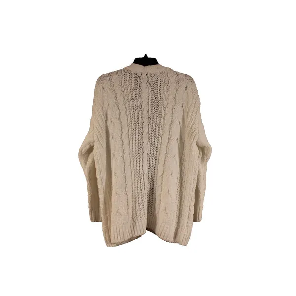 Hooked Up NWT Small White Cable Knit Open Front Cardigan Soft Cozy Layering - Image 3