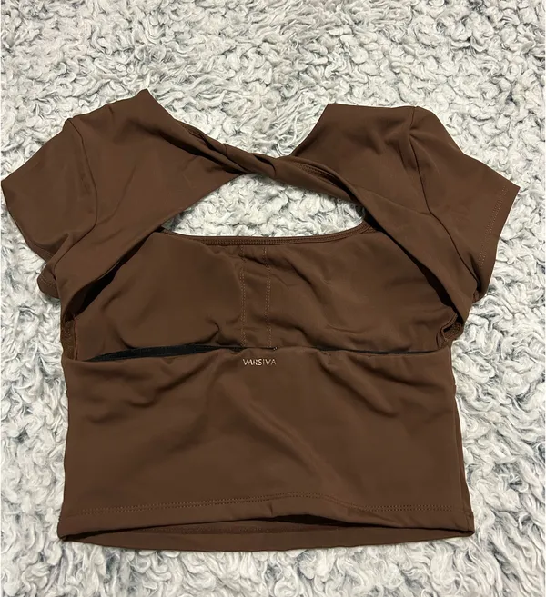 SheIn NWOT Brown Twist Open Back Square Neck Active Top - Image 2