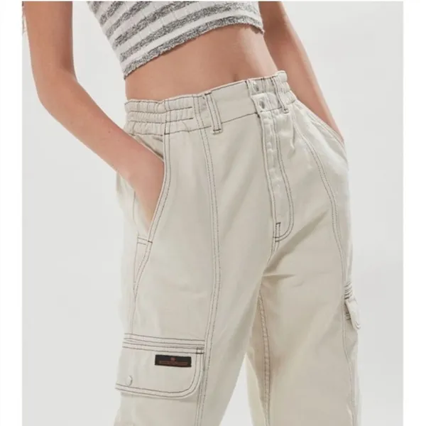 BDG Urban Outfitters Relaxed Skate Cargo Jeans Cream High Rise Size 27 - Image 4