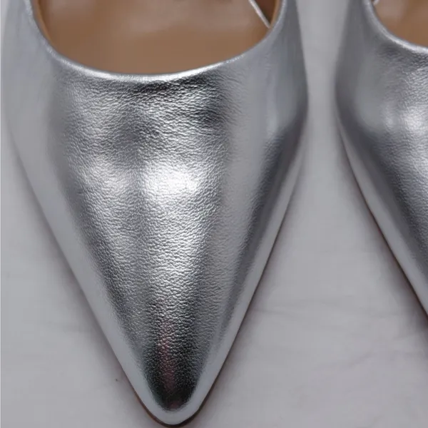 Naturalizer Women's Pumps Size 8.5M Silver Metallic Leather Pointed Toe Heels - Image 15