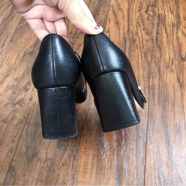 Kate Spade • Alia Buckle Leather Mule Loafers black block heel pump chunky - Image 11