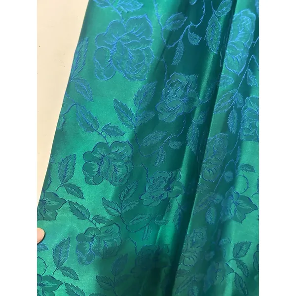 Vintage 1950's Original blue green brocade form fitted long gown Costume Theater - Image 3