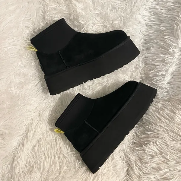 Ugg Classic Mini Dipper Black Platform Ankle Boots - Image 6