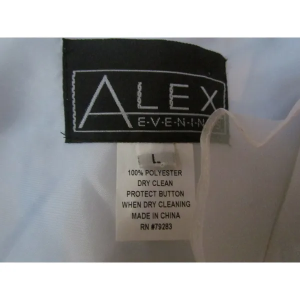 Alex‎ Evenings Ruffle Front Blouse Large White Sheer Organza Floral Jacquard - Image 5