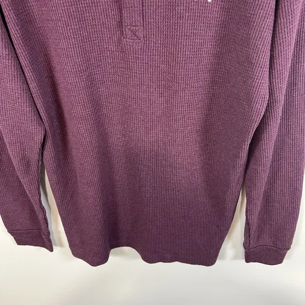 Victoria's Secret Purple Sleepwear Thermal Waffle Shirt Henley‎ Women’s Size L - Image 3