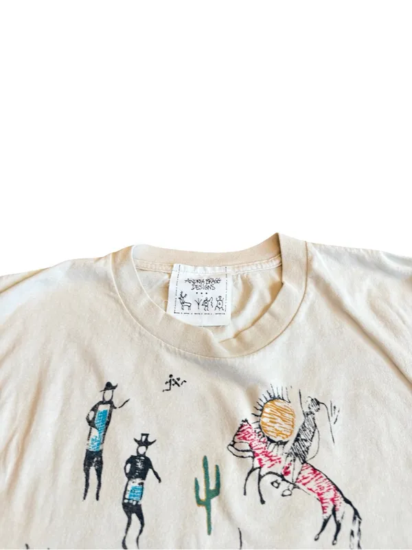 Andrea Bragg Designs Cream Southwestern Petroglyph Tee Shirt Fit X-Large Women's - Image 2