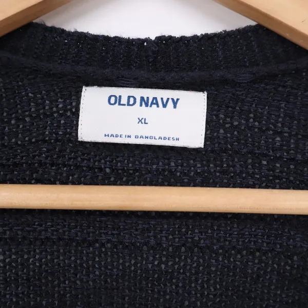 Old Navy Cardigan Womens XL Open Front Navy Blue Textured Knit Pockets Excellent - Image 3