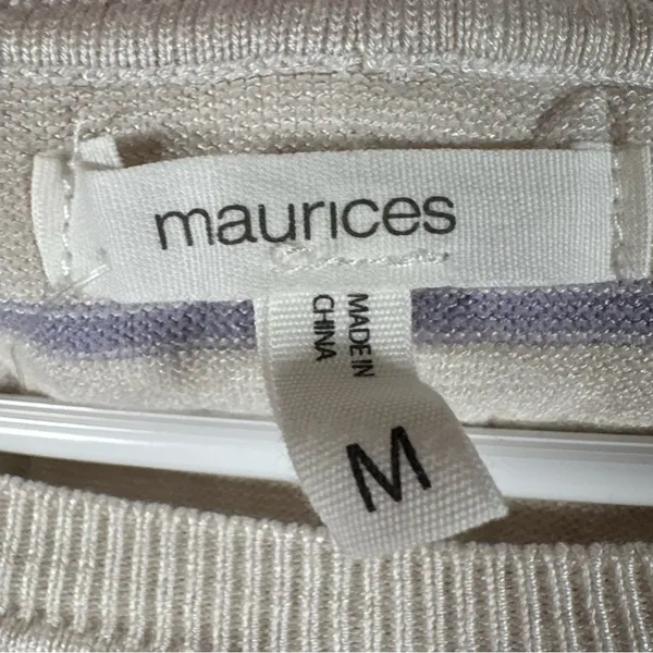 Maurices Sweater Womens‎ M Gray Purple Striped Faux Layered Chiffon Hem Pullover - Image 8