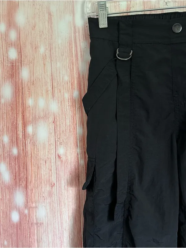 No Boundaries Black Nylon Windbreaker Cargo Parachute Pants Size XS - Image 7