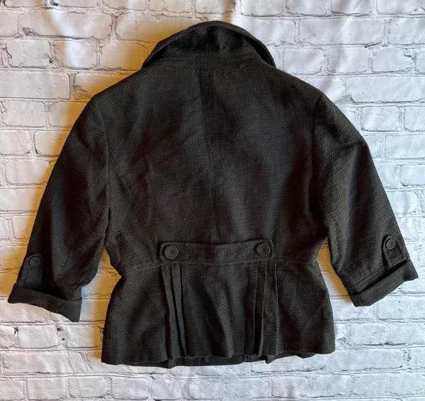 Ann Taylor Loft Black Two Button Blazer Peplum Textured Jacket Size 8 Work. - Image 12