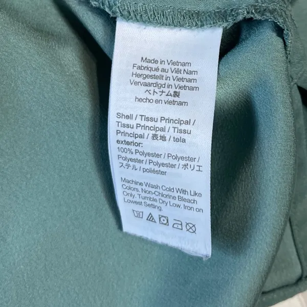 J.Crew Teal Green Ruffle Neck Tie Blouse Smocked Cuff Long Sleeve Top Size L - Image 5