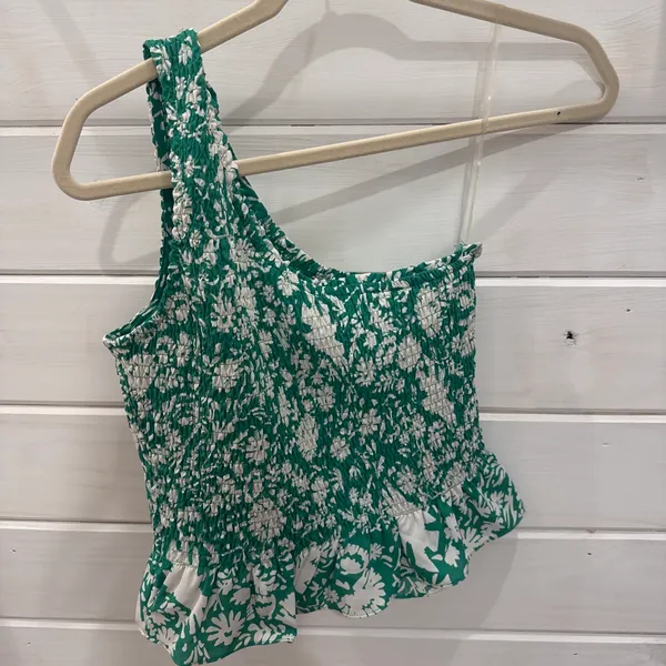NWT Entro Green Floral Ruffle Tank Top - Image 2