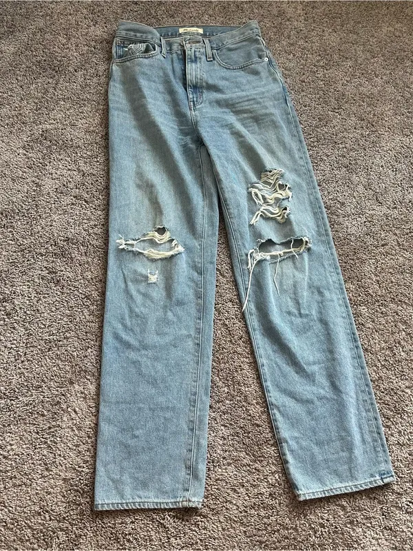 Madewell Light Blue Distressed Straight-Leg Jeans - Image 3