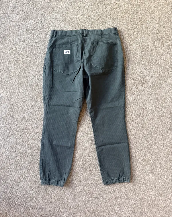 Lee Women's Dark Green Pants Tapered Leg Regular Fit Cotton Button Zip Size 14 - Image 2