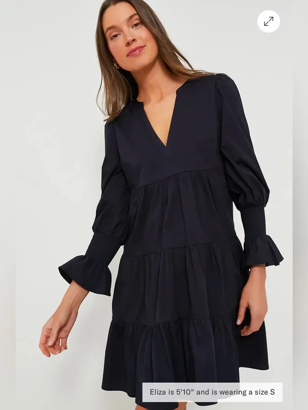 Pomander Place Navy Cotton Poplin Kenzo Dress M - Image 2