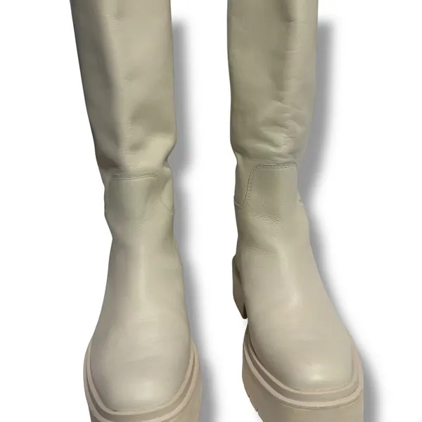 Sam Edelman Larina Cream Leather Tall Boots Platform Lug Sole Womens 6.5 - Image 5