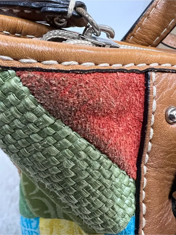 Fossil Patchwork Multicolor Women’s Satchel handbag purse - Image 13