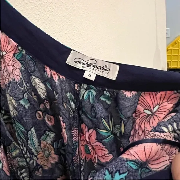 Magnolia Boutique - One piece Strapless Navy Mixed Print Jumpsuit - Small - NWOT - Image 10